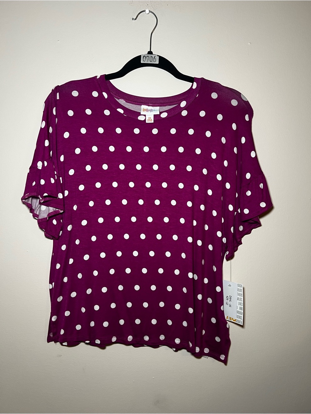 LuLaRoe Dahl Polka Dot Short Sleeve Top - Purple